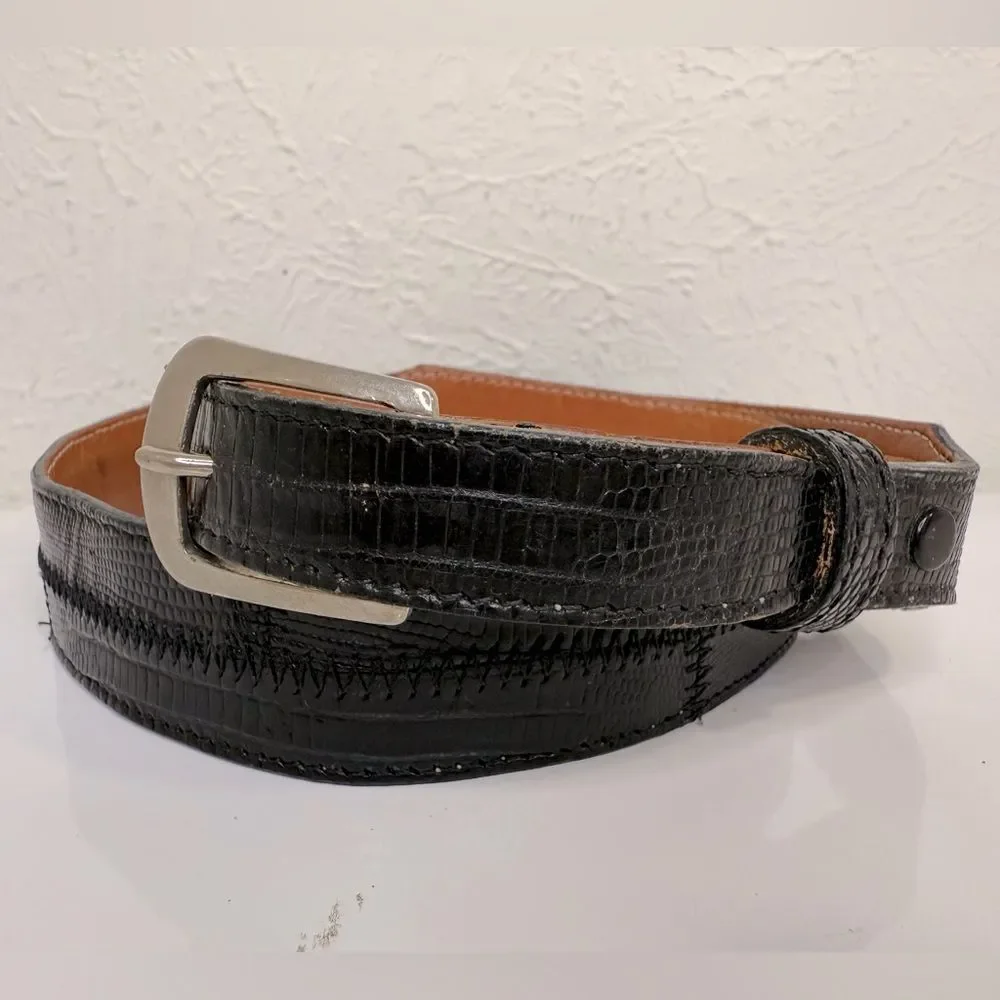 Tony Lama Black Lizard Embossed Leather Western Belt Men’s 30 VGUC